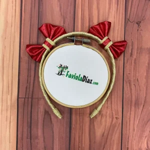 Diadema Dorada con Lazos Rojos