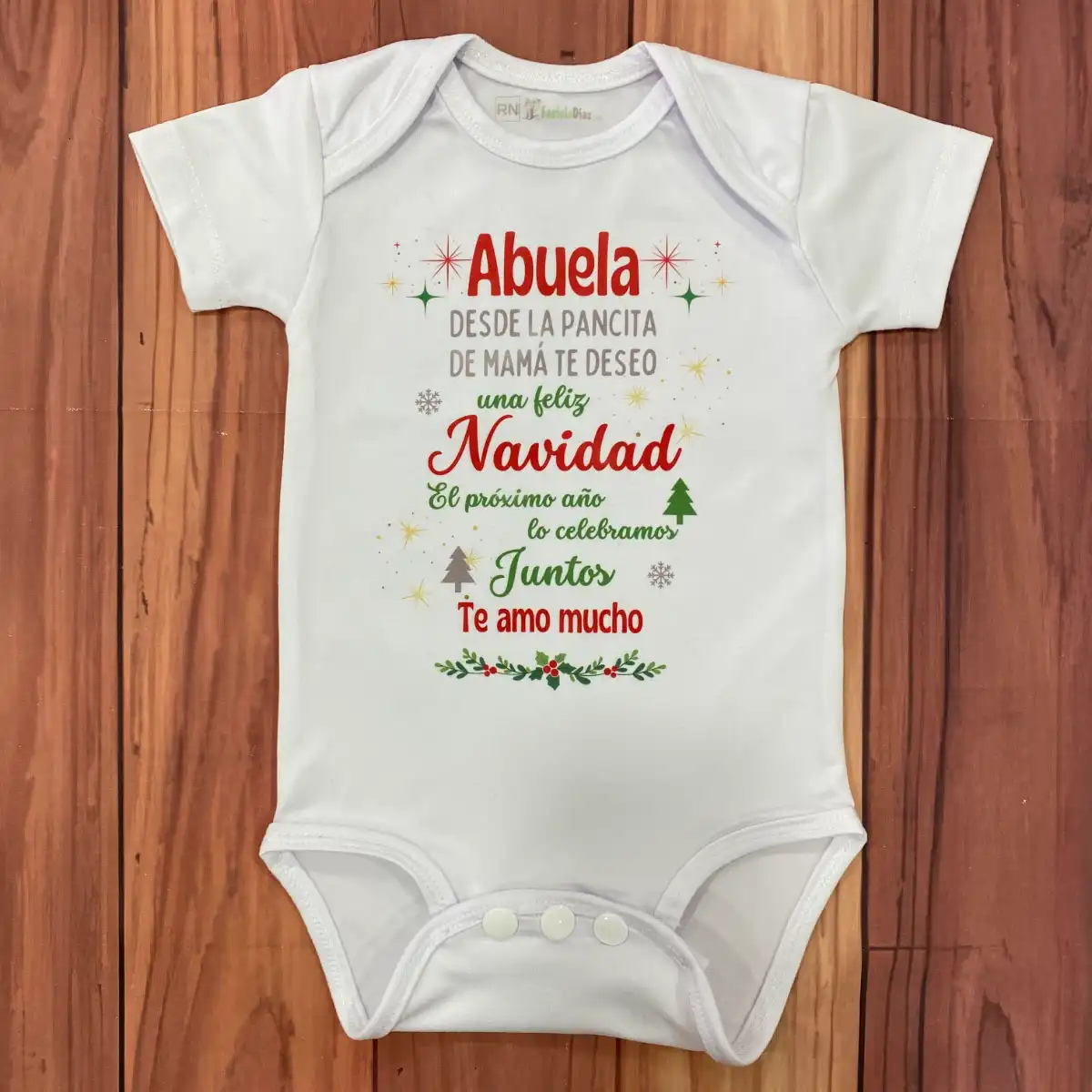 Mameluco Navideño Abuela, te Amo - Mensaje desde la Pancita 1 Mameluco Navideño Abuela, te Amo - Mensaje desde la Pancita