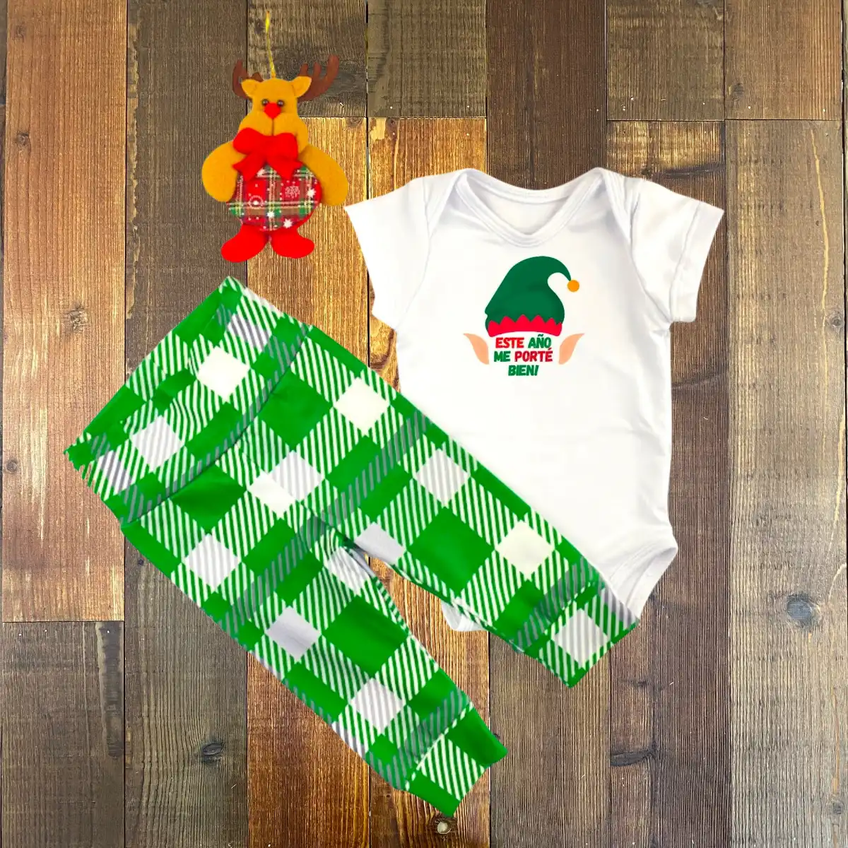 Set de Leggins Verdes y Mameluco Este Año Me Porté Bien 1 Set de Leggins Verdes y Mameluco Este Año Me Porté Bien