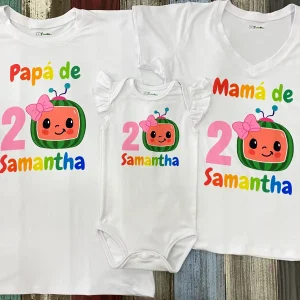 Conjunto de Tutu Verde Celeste y Rosado y Mameluco con Mangas Aleteadas alusivo a Cocomelon 2