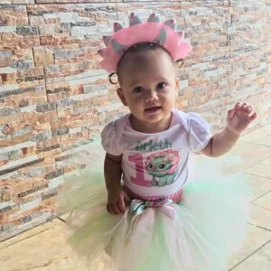 Set de Diadema Tutu y Mameluco con mangas bombachas alusivo a Dinosaurio 2