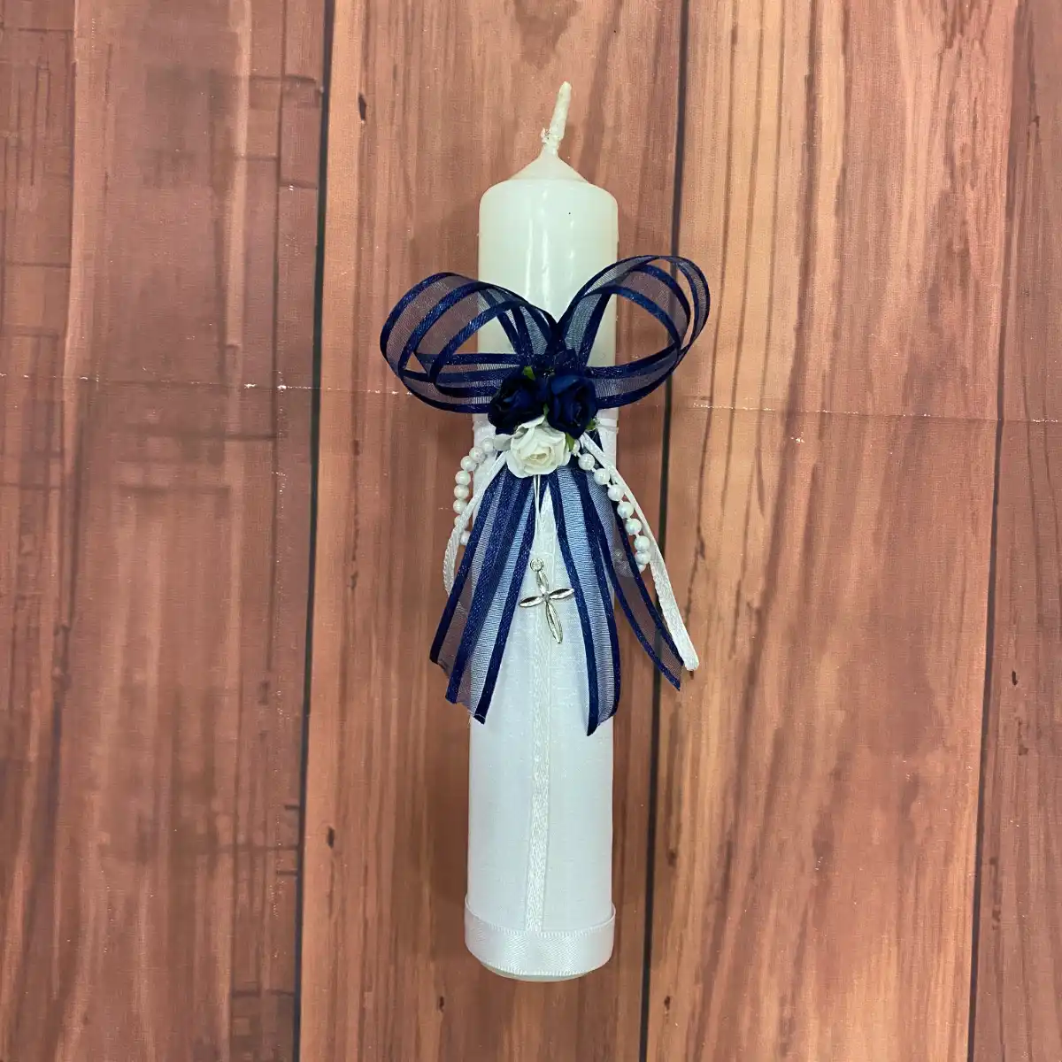Vela Capitolio Blanca con Azul para Bautizo o Primera Comunión 1 Vela Capitolio Blanca con Azul para Bautizo o Primera Comunión