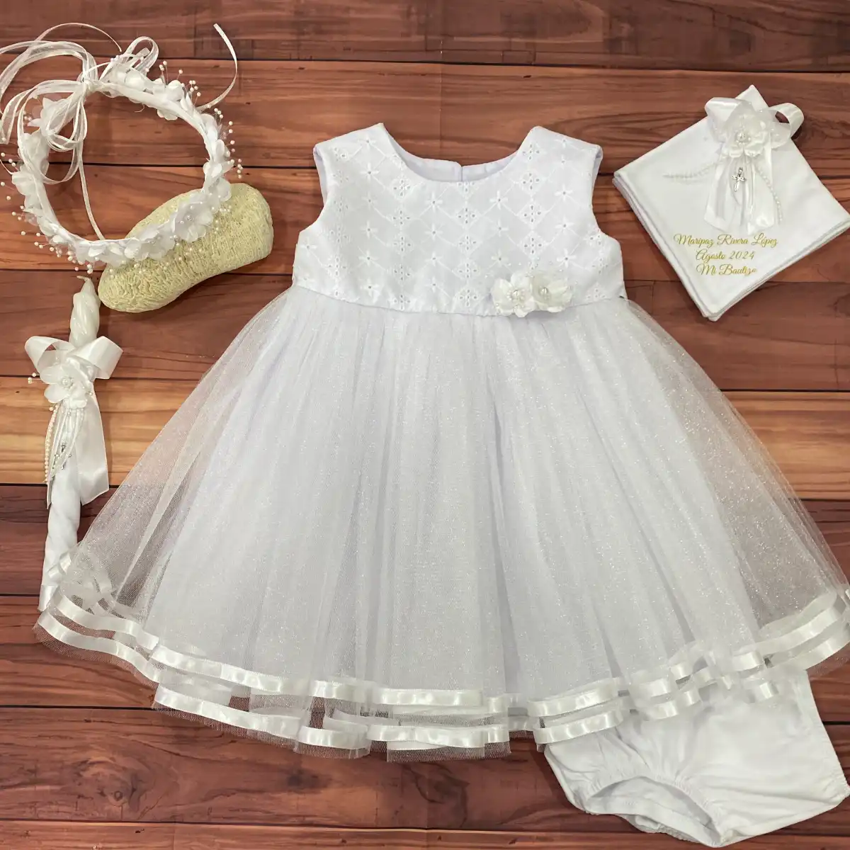 Vestido Blanco Cordelia con Flores Bernardette 4 Vestido Blanco Cordelia con Flores Bernardette - Imagen 4