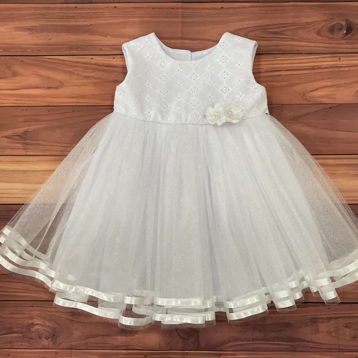 Vestido Blanco Cordelia con Flores Bernardette 2 Vestido Blanco Cordelia con Flores Bernardette