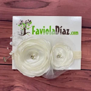 Vincha Beige con Flores Claribel