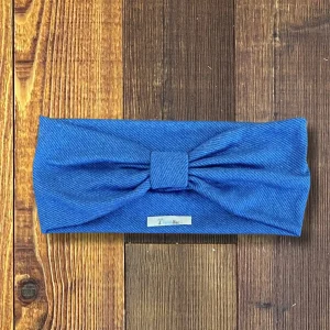 Vincha Azul Jeans Turbante con Nudo Cuadrado