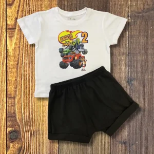 Set de Short Harem Negro y Mameluco alusivo a Blaze and the Monster Machines Set de Short Harem Negro y Mameluco alusivo a Blaze and the Monster Machines