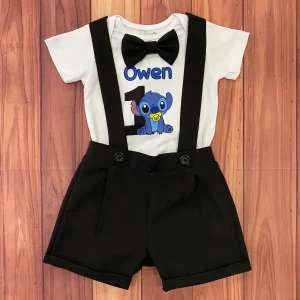 Set de Short y Mameluco alusivo a Stitch