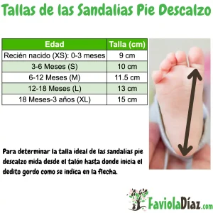 Tallas de las Sandalias Pie Descalzo