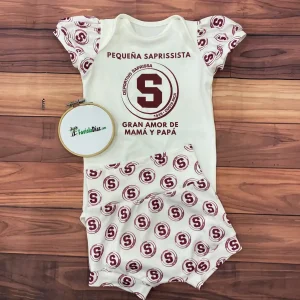 Conjunto de Short y Mameluco con Mangas Bombachas alusivo a Saprissa