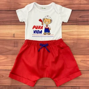Set de Mameluco y Short Harem Rojo Pura Vida Campesino