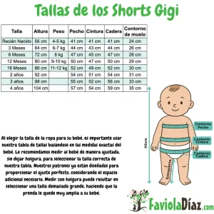 Tallas de los Shorts Gigi