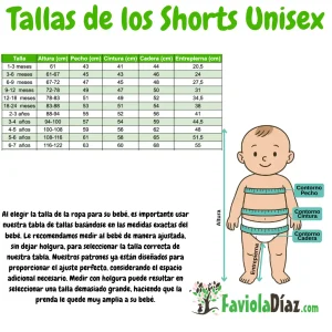 Tallas de los Shorts Unisex