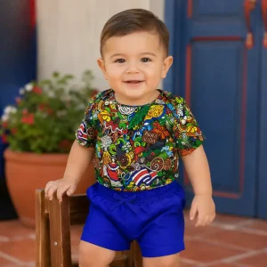 Conjunto de Short Azul y Mameluco Mi Tierra Viva