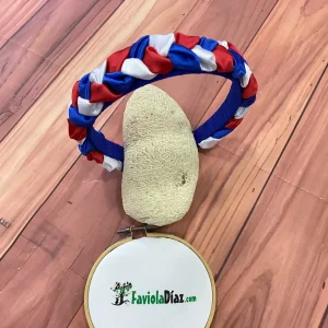Diadema Blanco Azul y Rojo Trenzada