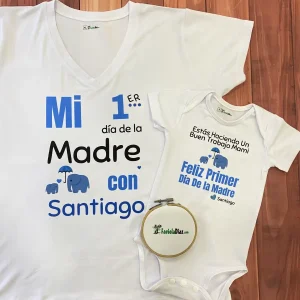 Set de Blusa y Mameluco Mameluco: Estás Haciendo Un Buen Trabajo Mami – Elefantes
