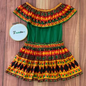 Set de Mameluco Campesino y Falda Colores del Caribe