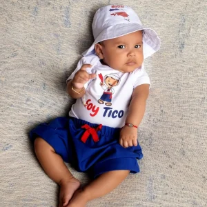 Set de Sombrero con Mapa Mameluco Soy Tico y Short Harem Azul