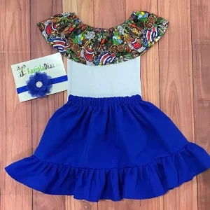 Conjunto de Vincha Falda Azul y Mameluco Campesino Típico Mi Tierra Viva