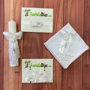 Set de Bautizo Blanco con Flores Valentina