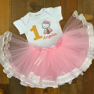 Set de Tutu Rosado y Mameluco alusivo a Hello Kitty 2