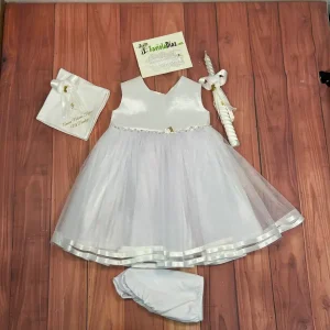 Vestido Blanco y Dorado Cristal 2