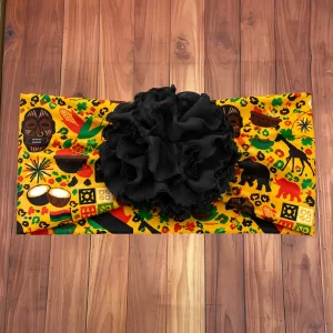 Vincha Turbante Raíces del Caribe con Flor Plisada Negra